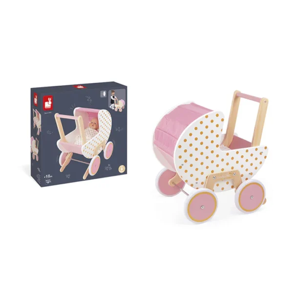 CARRINHO DE BONECA BRINQUEDO DE MADEIRA - CANDY CHIC JANOD - Imagem 2