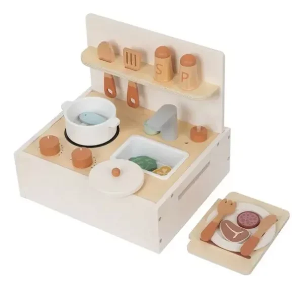 Conjunto Cozinha e Comidinhas Madeira - Tooky Toy